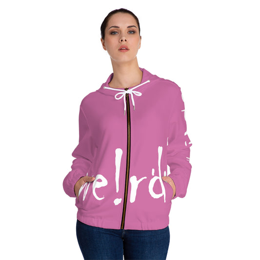 We!rdo Women’s Light Pink Full-Zip Hoodie (AOP)