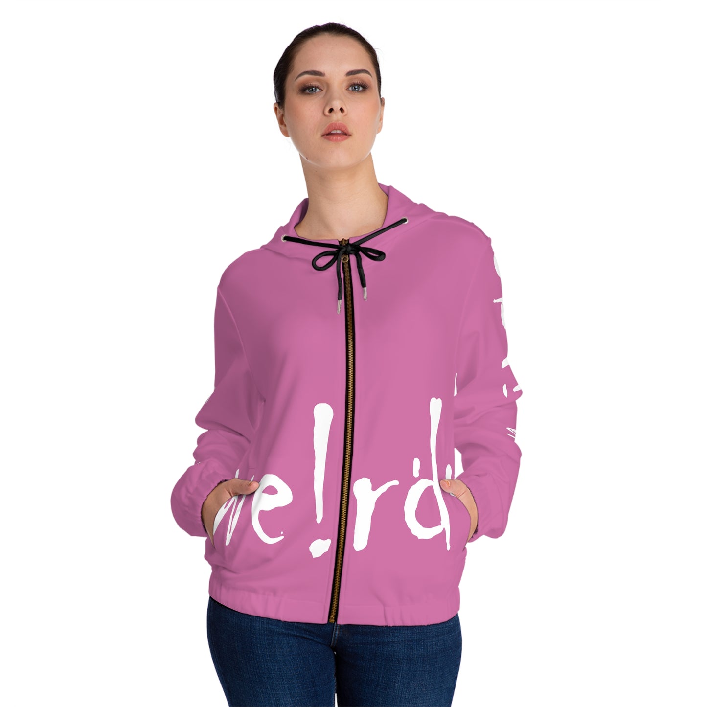 We!rdo Women’s Light Pink Full-Zip Hoodie (AOP)