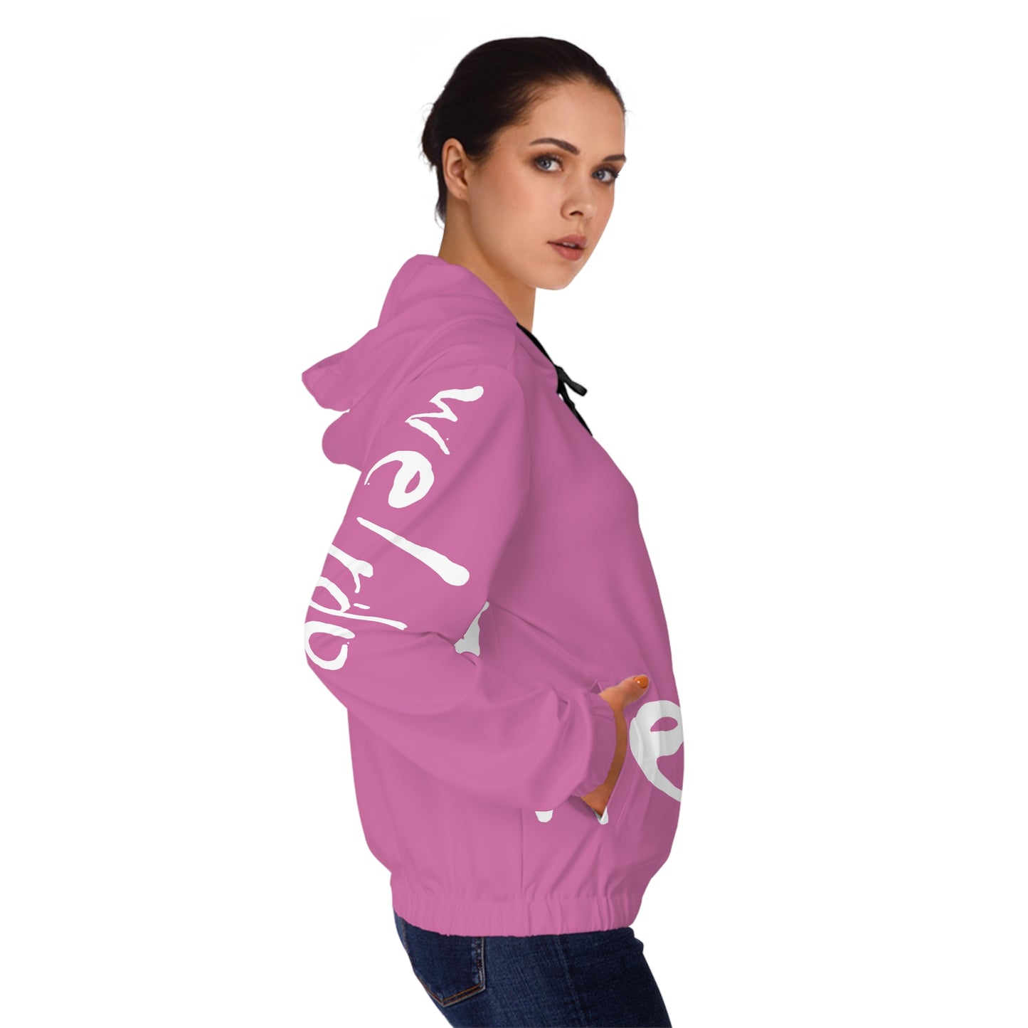 We!rdo Women’s Light Pink Full-Zip Hoodie (AOP)