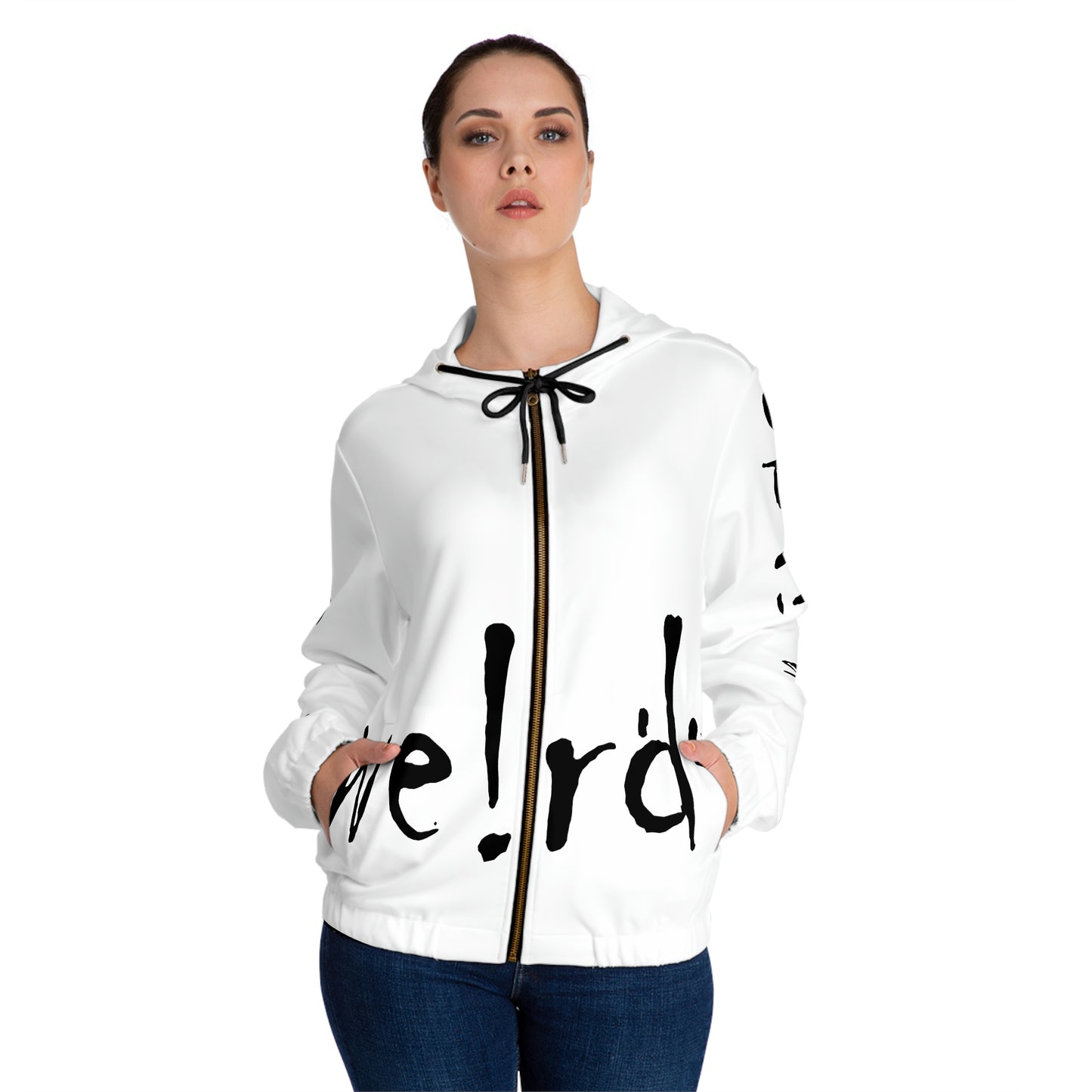 We!rdo Women’s White Full-Zip Hoodie (AOP)