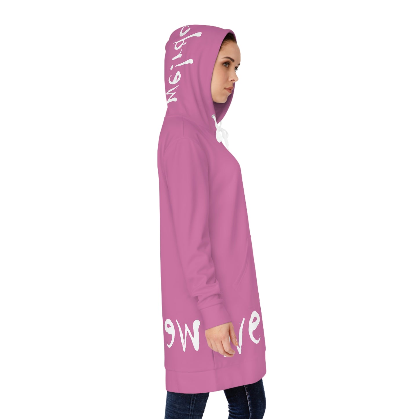 We!rdo Women's Light Pink Hoodie Dress (AOP)