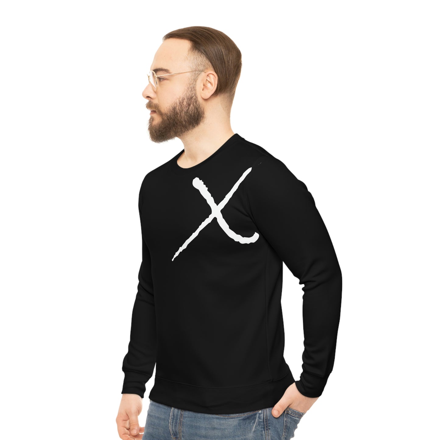 X Mark Black Lightweight Sweatshirt (AOP)