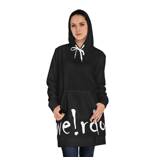 We!rdo Women's Black Hoodie Dress (AOP)