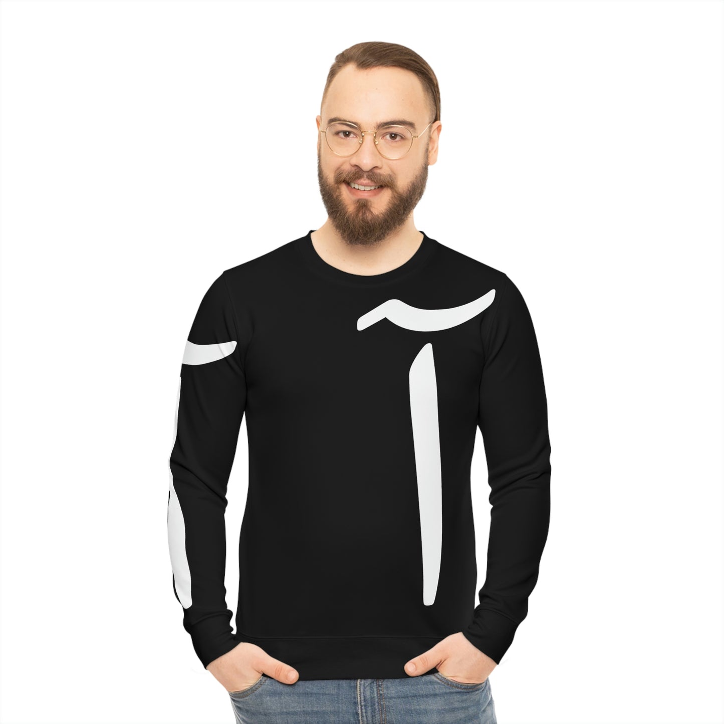 Alif Black Lightweight Sweatshirt (AOP)