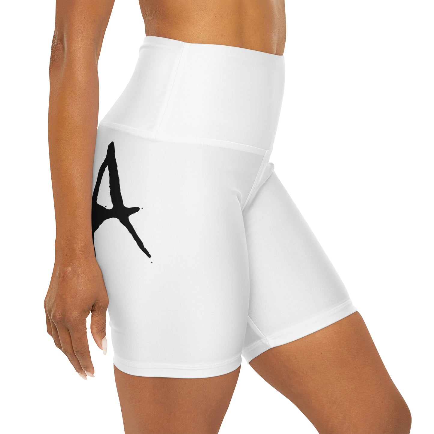 Chiller A White High Waisted Yoga Shorts