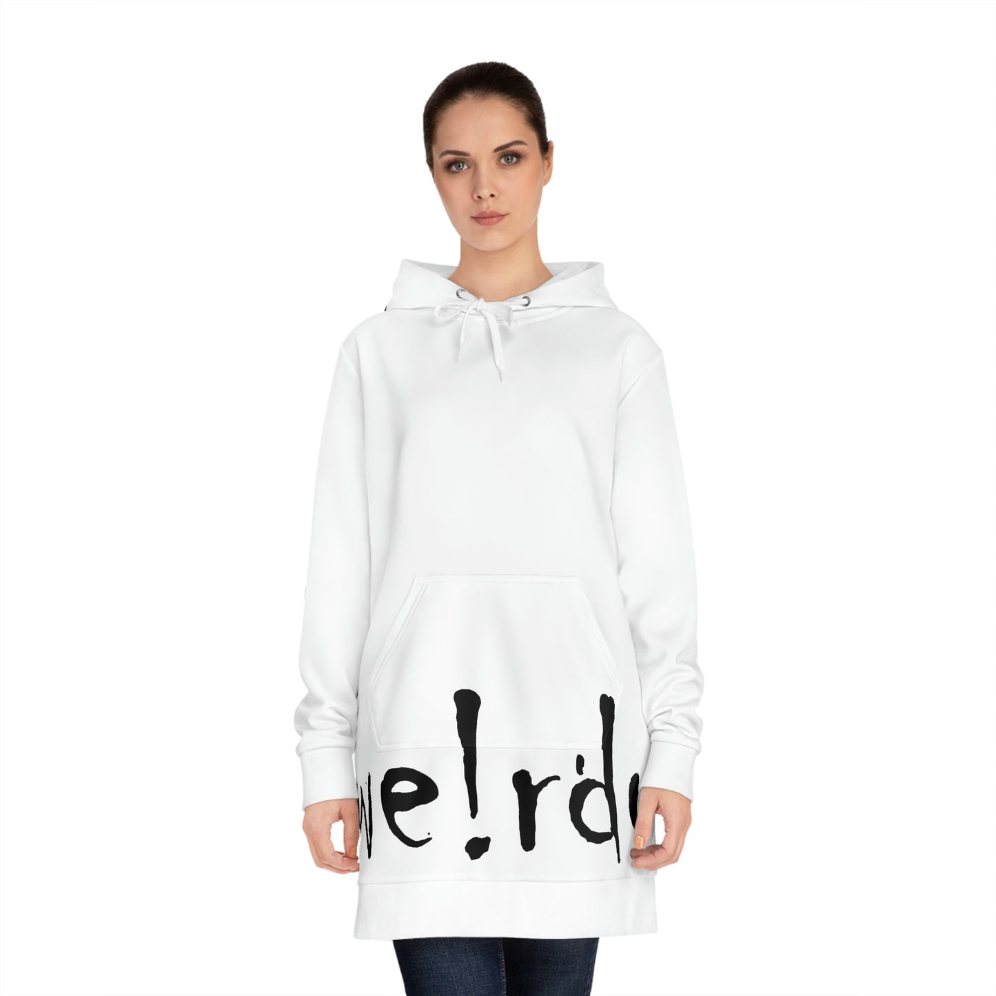 We!rdo Women's White Hoodie Dress (AOP)