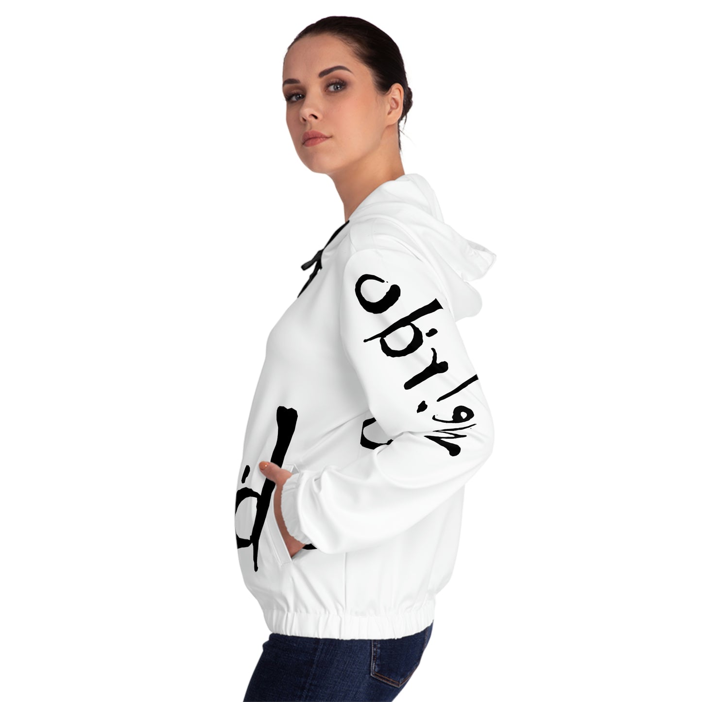 We!rdo Women’s White Full-Zip Hoodie (AOP)