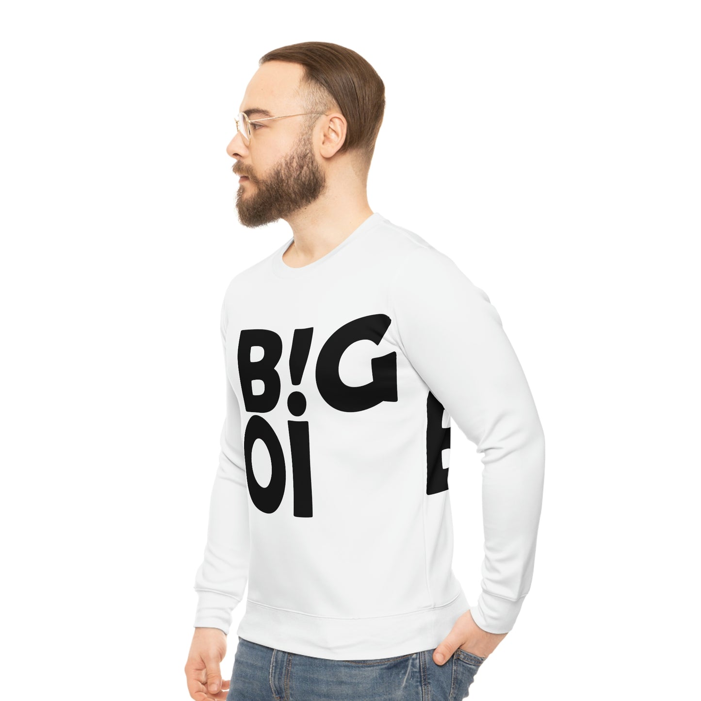 B!G BOI White Lightweight Sweatshirt (AOP)