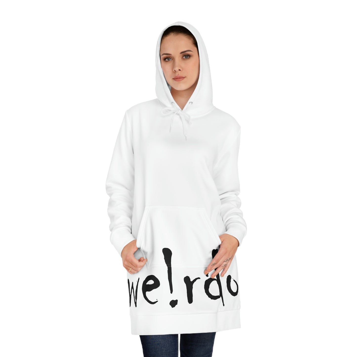 We!rdo Women's White Hoodie Dress (AOP)