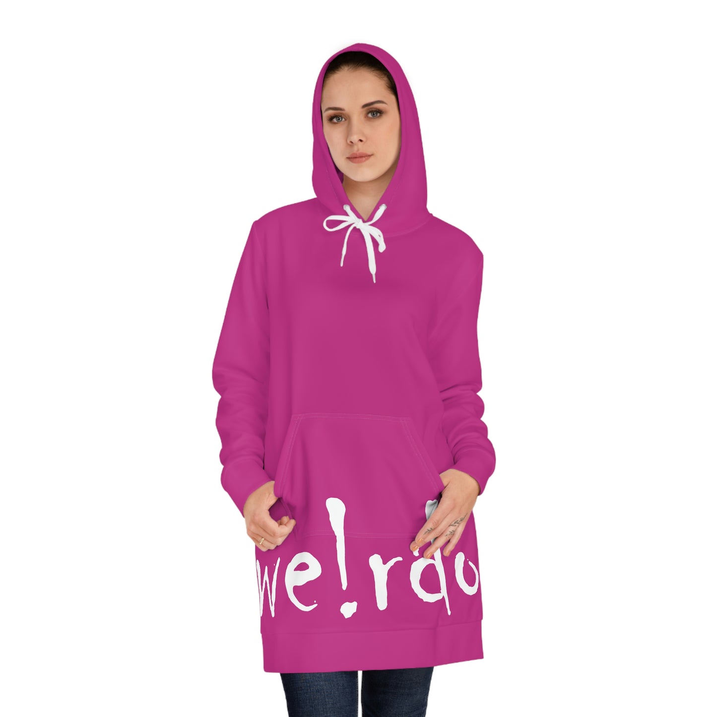 We!rdo Women's Pink Hoodie Dress (AOP)