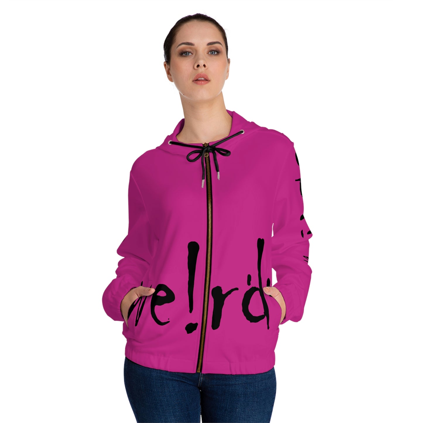 We!rdo Women’s Pink Full-Zip Hoodie (AOP)