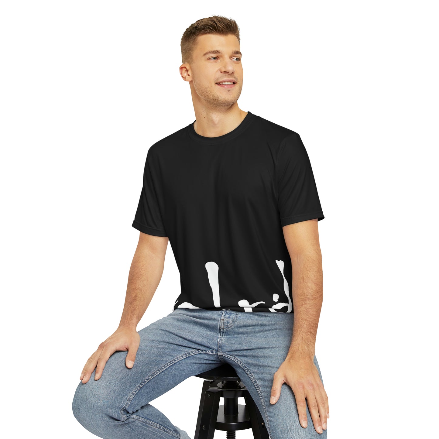 We!rdo Men's Black Polyester Tee (AOP)