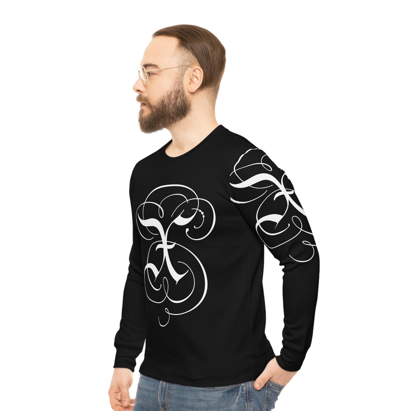 X Wave Black Lightweight Sweatshirt (AOP)