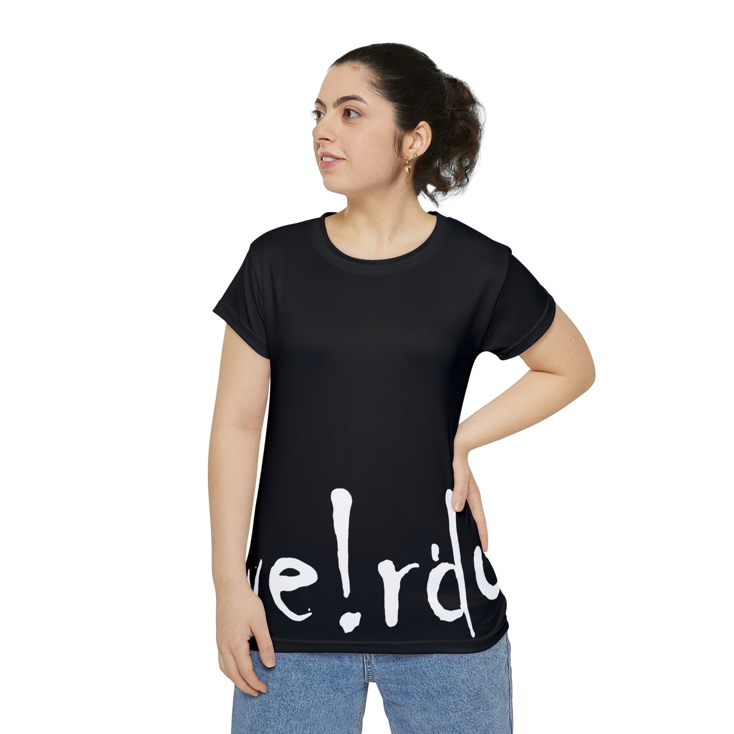 We!rdo Women's Black Short Sleeve Shirt (AOP)