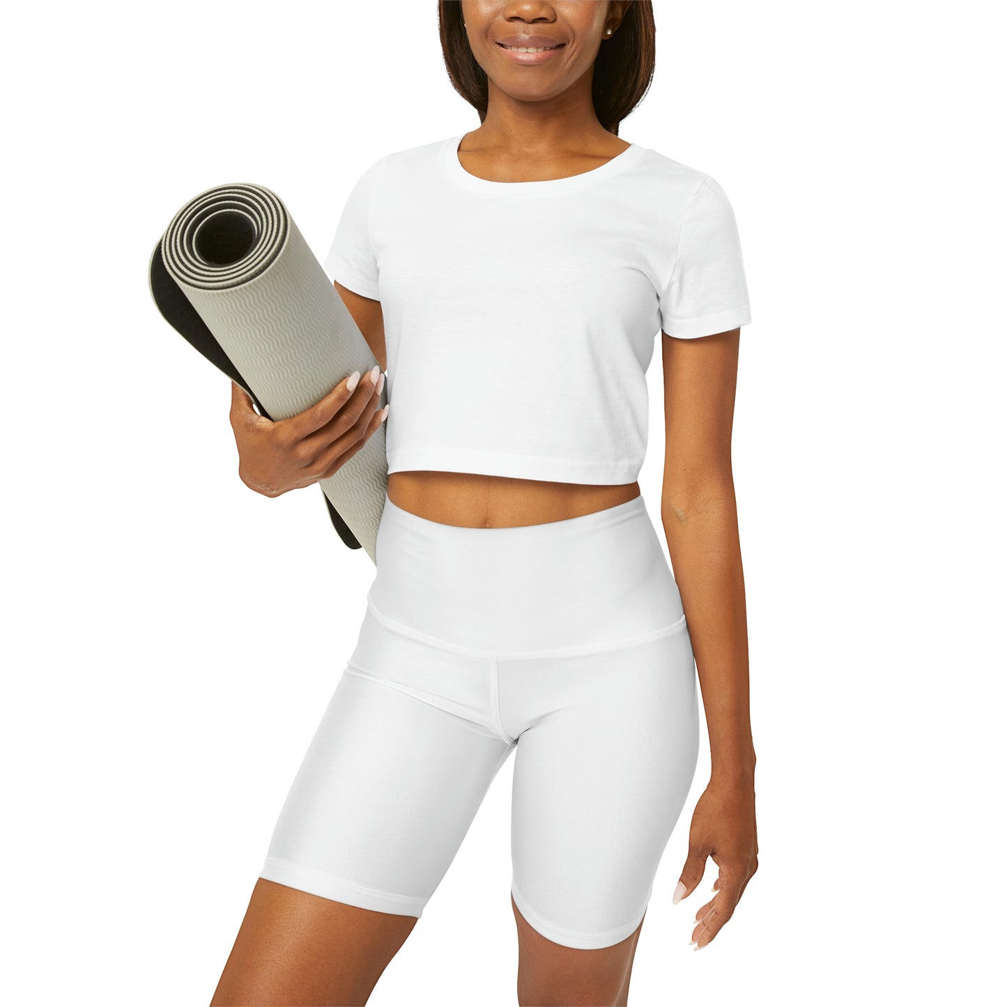 Chiller A White High Waisted Yoga Shorts