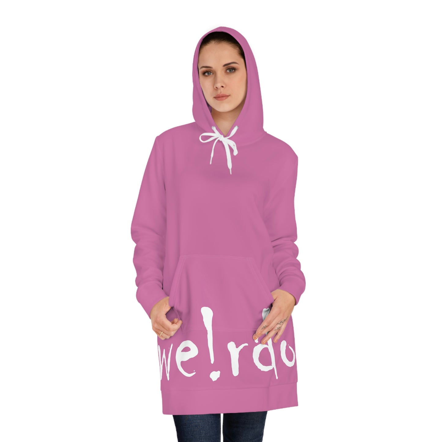 We!rdo Women's Light Pink Hoodie Dress (AOP)