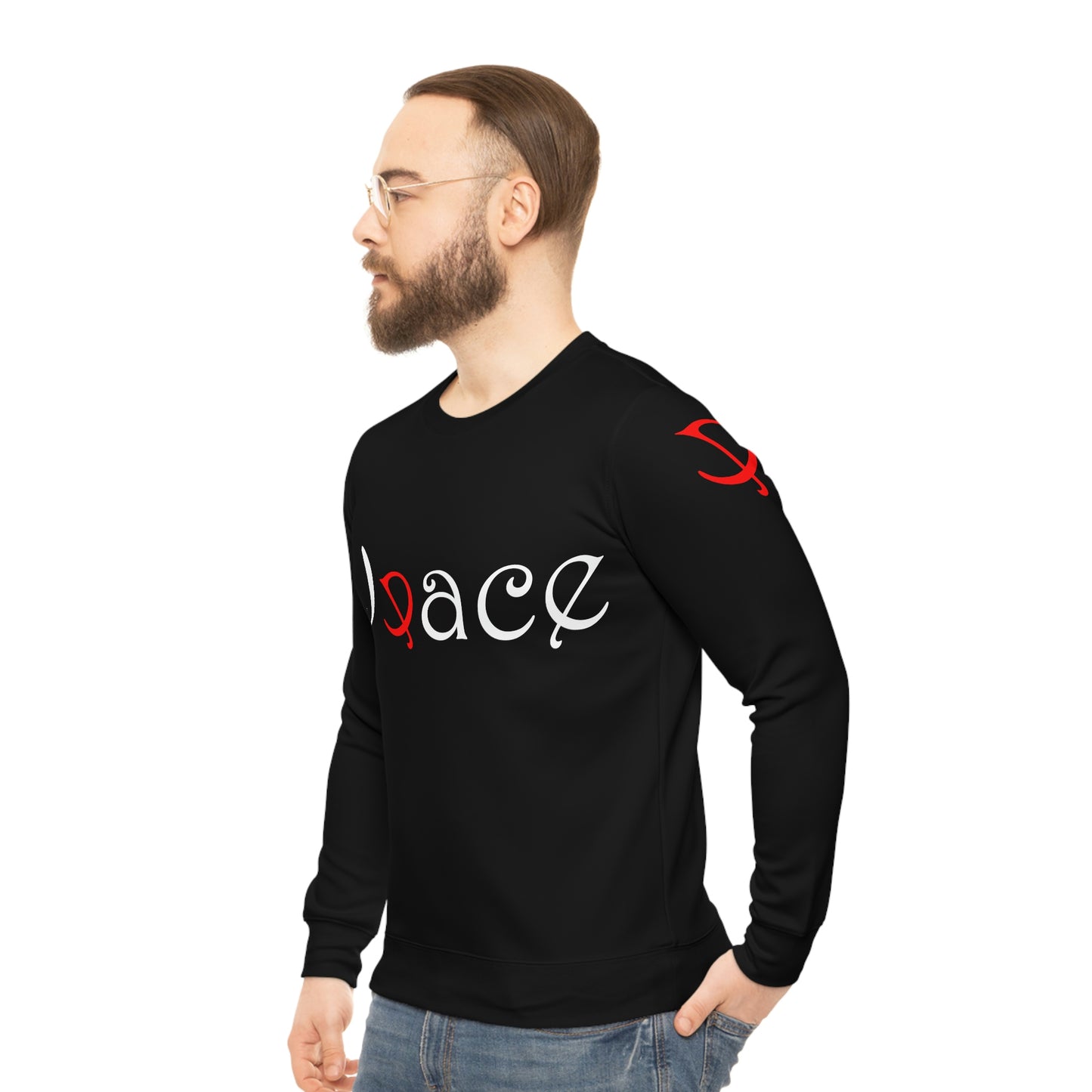 Peace Black Lightweight Sweatshirt (AOP)