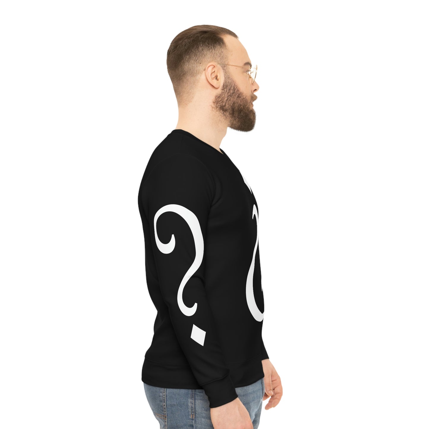 French Question Black Lightweight Sweatshirt (AOP)