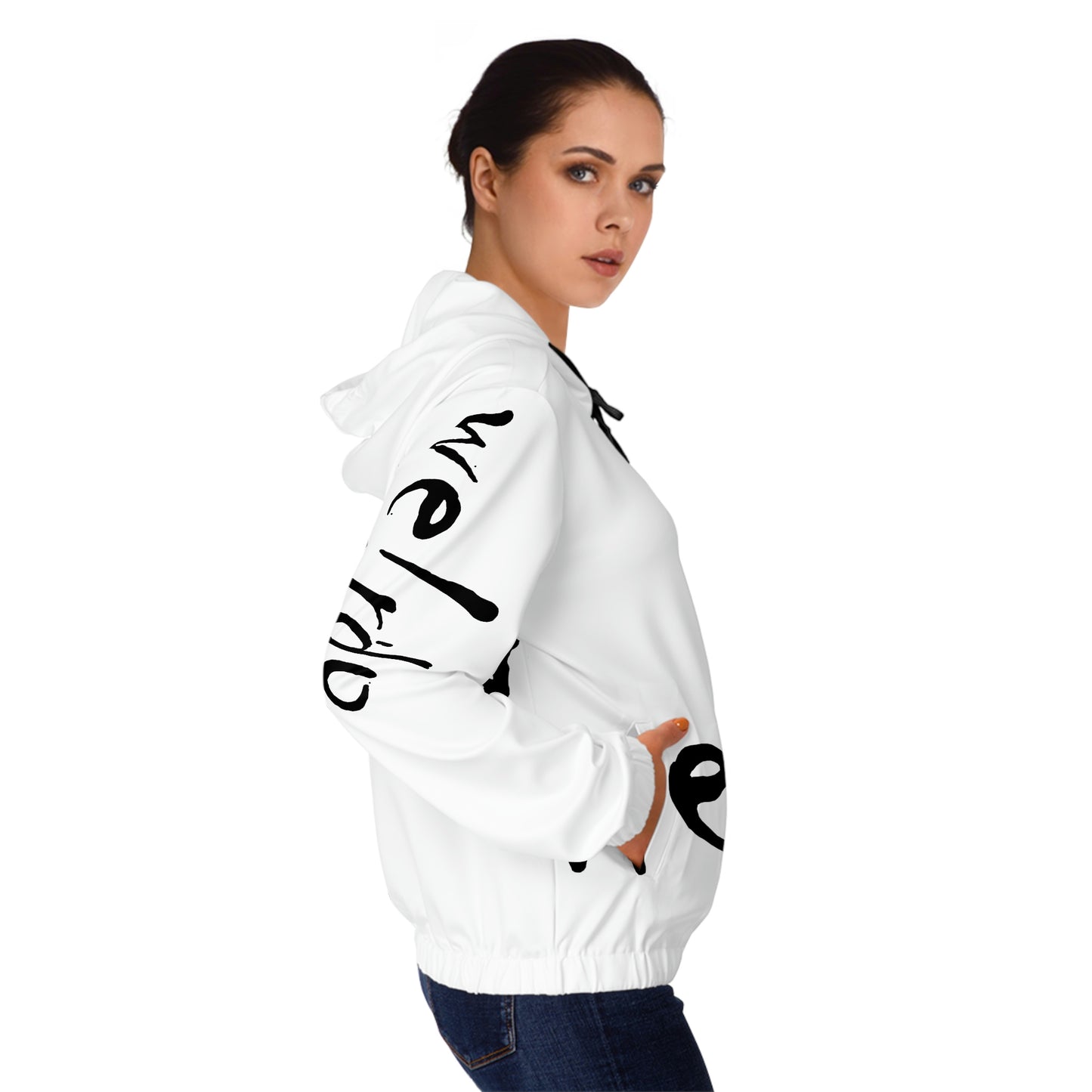 We!rdo Women’s White Full-Zip Hoodie (AOP)